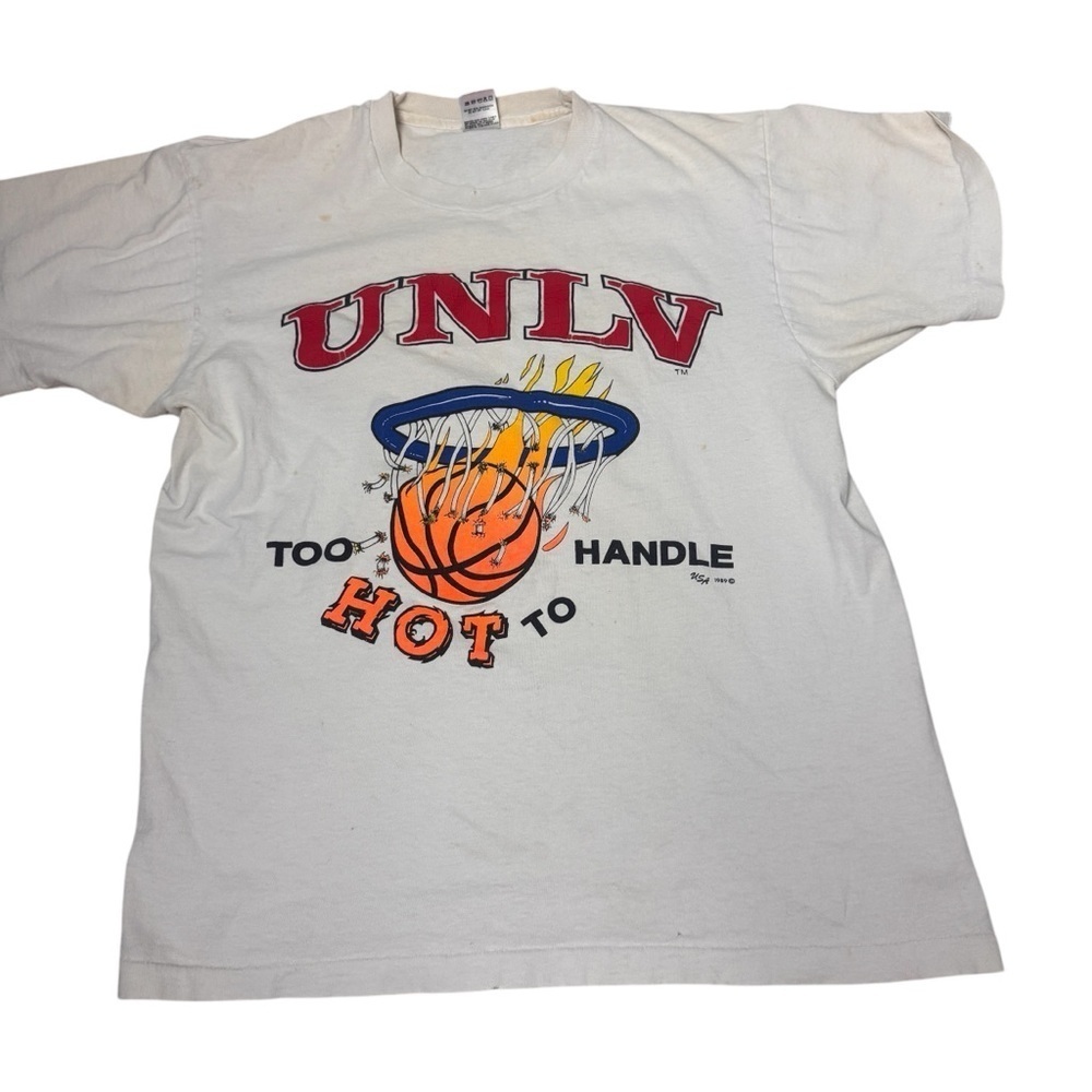 Vintage UNLV Runnin Rebels graphic tee shirt Too Hot to Handle 80's